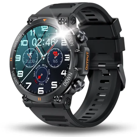 Smartwatch Męski Angelo AK56 PRO czarny Sportowy Militarny Wodoodporny Puls Mocna Bateria Sport Menu PL